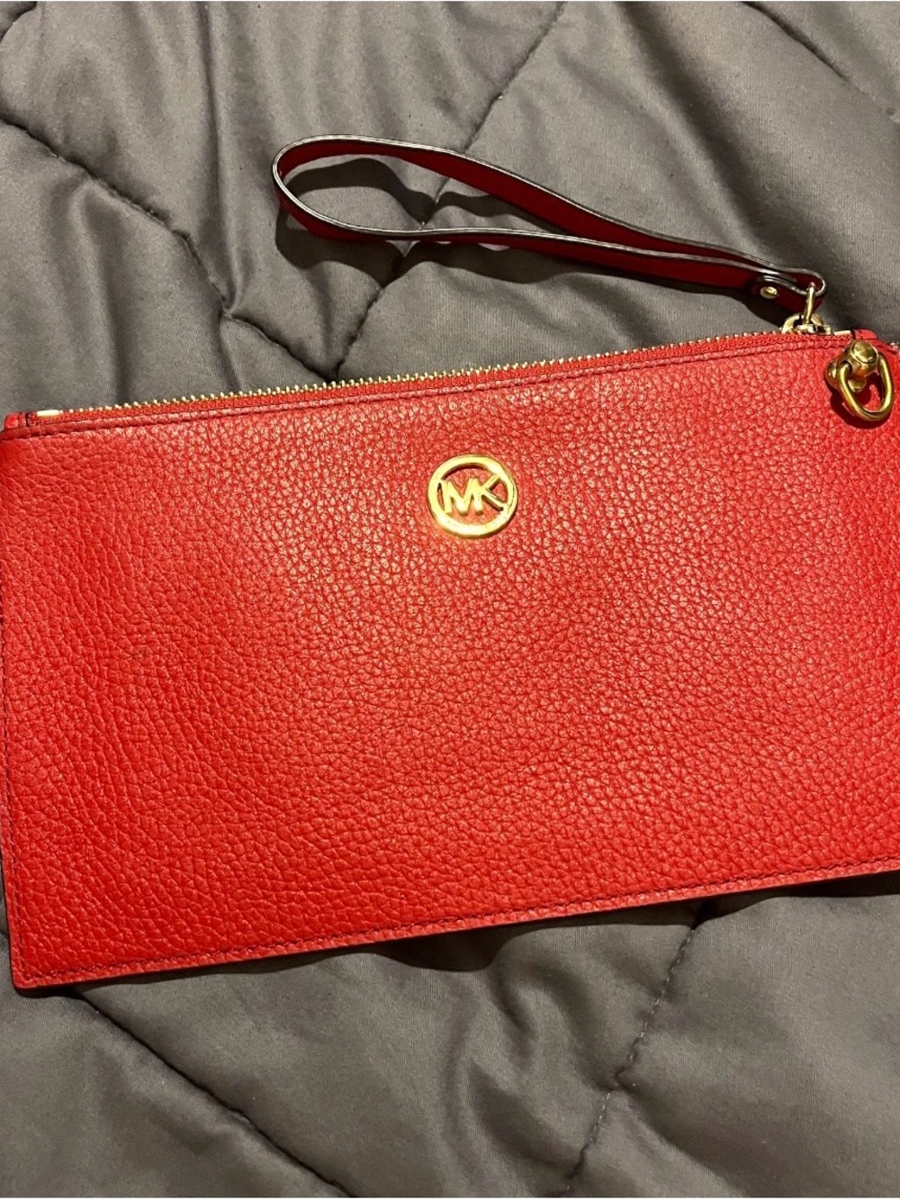 Michael Kors Red Pebbled Leather Wristlet - Picture 1 of 2